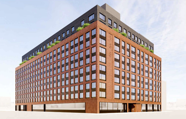 A rendering of the 12-story building at 138 Bruckner Boulevard.